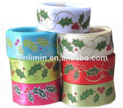 China Solid Color Personalized Silk Screen Printed Logo Gift Packing Double Face Satin Ribbon for sale