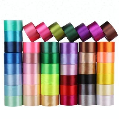 China High Tenacity Customized Double Face 100% Polyester RPET Plain Silk Satin Ribbon Roll for sale