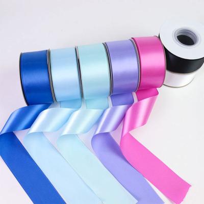 China 100% Polyester Single Face Satin Ribbon in 196 Custom Colors 38mm 50mm 100 Yards/Roll for sale