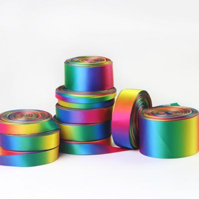 China Soft Touch RIBBONS Single Face Double Face Rainbow Satin Ribbon Grosgrain Ribbon for sale