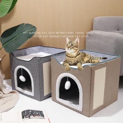 China Collapsible Removable Cover Storage For Pet Garbage Sharpened Claw Sisal Mat Can Be Used As Cat Litter Storage Box for sale