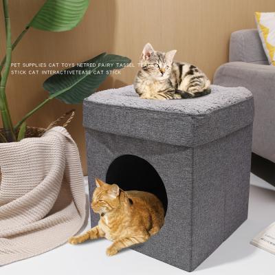 China Removable Cat Bed Cover for Cat Condo Indoor Durable Scratching Board Foldable with Cat House Reversible Cushions for sale