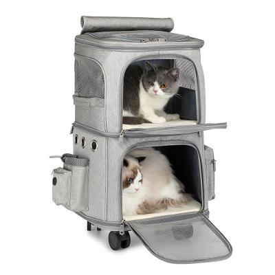 China Cats Pet Traction Rod Cat Backpack Convenient Double Folding Pet Bag for sale