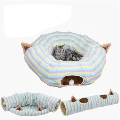 China Stocked Rainbow Band Folding More Styles Around Cat Tunnel Scratch Resistant Cat Tunnel Game Wholesale for sale