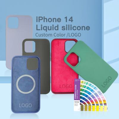 China OEM Manufacturer Shengdao 2022 Color Shockproof Custom Sublimation Mobile Liquid Silicone Phone Bags For Iphone 14 14 Pro Max Apple Case for sale