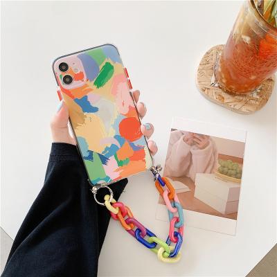 China 2022 Shockproof New Custom Graffiti Girl Wristband Case Color Flower TPU Silicone Phone Case for iphone xr 13promax 8plus apple 11xs 12 for sale