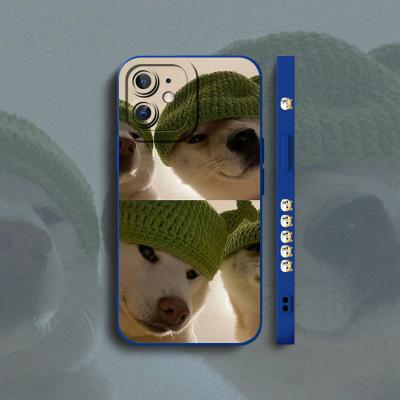 China 2022 Shockproof New Custom Green Hat Dog Angel Eyes Soft Liquid Silicone Phone Case For iPhone 11 12pro 13mini/8plus/6s/8/xr/xs max for sale