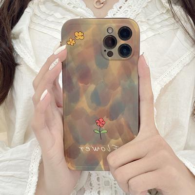 China Graffiti 2022 Shockproof Net Red Flower Full Package Straight Edge Rub Female Luxury Silicone Phone Case For iPhone13 11 12Pro Max XS XR for sale