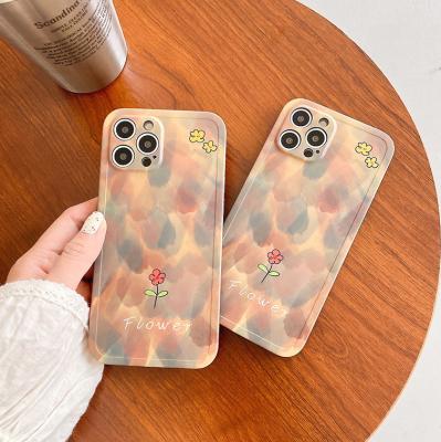 China Shockproof Flower Net Red Full Package Graffiti Straight Edge Rub Female Cross - Body Silicone Phone Case For iPhone13 11 12Pro XS Max XR for sale