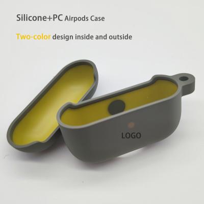 China Common/Luxury/Fashion/Custom Custom 2022 Design Two Color Logo Inside And Outer Silicone+PC Cover Earphone Case For Airpods 1/2/3 pro for sale