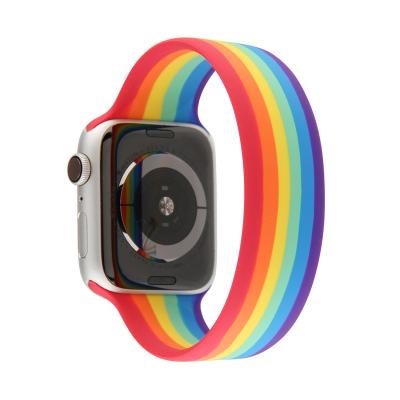 China Wearable For Watch 20 22 42 44mm Rainbow Band Silicone Smart Apple Watch Strap Luxury Adjustable Buckle Rubber Designer Strap for sale