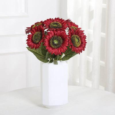 China High Quality Natural Touch Artificial Silk Branches Bouquet Single Stem Sunflower Sunflowers for sale