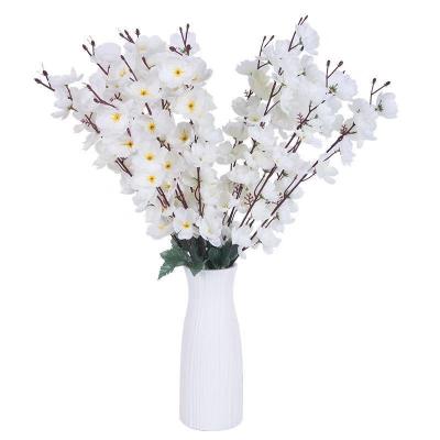 China Wedding Artificial Decorative Forks Cherry Blossom For Home Wedding Silk Flower 7 Peach Decoration Flowers for sale