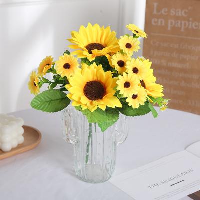 China Wedding Party Artificial Sunflower Silk Flower Wedding Home Decoration for sale