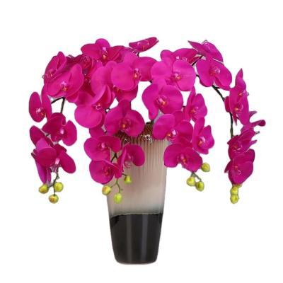 China Hot selling wedding / table decoration 3D printing synthetic single latex 9 touch orchid real head flow for sale