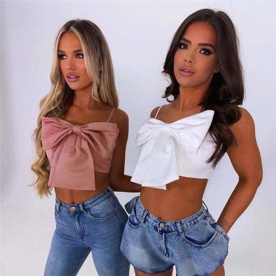 China QUICK DRY Fashion Bow Top One-shoulder Strapless Crop Top Ladies Summer Ladies Vest Short Women Blouses for sale