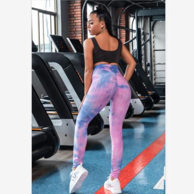 China Fashion Ink Breathable Jacquard Tie-Dye Bubble Sports Fitness Leggings Women's Hip Yoga Pants Slim Leggings for sale