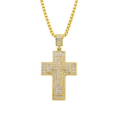 China Hot Amazon Egypt Ankh Rhinestone Gold And Diamond Environmental Friendly Hot Necklace Mens Cross Pendant Necklace Hip Hop for sale