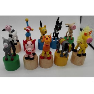 China Wooden animal push puppet of children's toys 10-12cm for sale