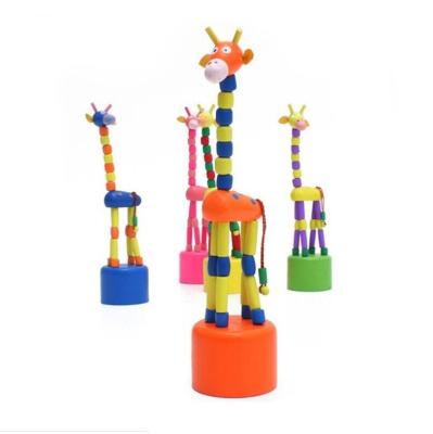 China Fun Toy Wooden Giraffe Push Puppet Christmas Party Favor Baby Kids Toys Infant Pre School Toy Pretend Home Game Promotional Educational for sale