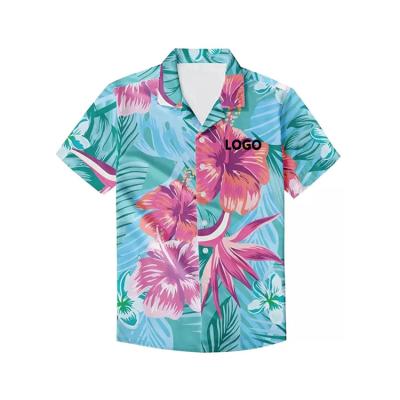 China Anti-pilling Wholesale Polyester Button Down Shirts Men's Hawaiian Anti-pilling Summer Printed for sale