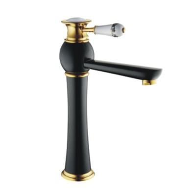 China Feenice Faucets Black Pearl Pipe Fitting Bathroom Sink Faucet Metered Mixer Tap for sale