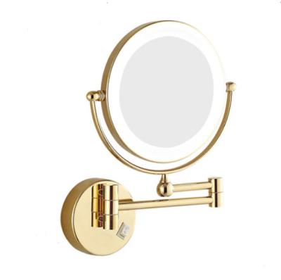 China Wenzhou Feenice Bathroom Gold Stainless Steel Brass Wall Mounted Makeup Mirror for sale