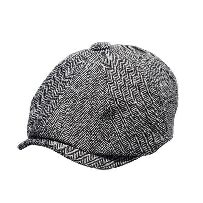 China Casual Custom Design Newsboy Adjustable Ivy Hat Fashion Classic Vintage Fishbone Hat Men's Taxi Driver Hat Beret for sale