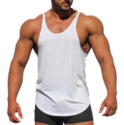 China Antibacterial Customize Brand Blank Logo Summer Men's Cotton Vest Fitness Sports Round Neck Sleeveless T-Shirt for sale