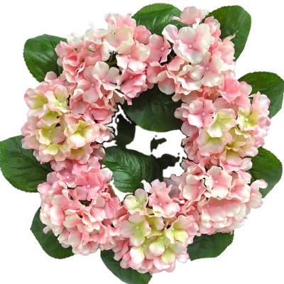 China Artificial Flower Wreath Hello Spring Hydrangea Wreath Front Door Outdoor Household Wedding Handmade Rose Decoration for sale