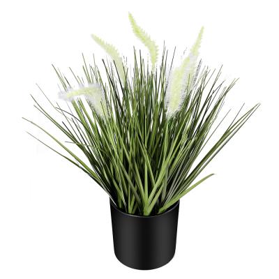 China Mini Artificial Potted Onion Grass Indoor Outdoor Home Plant Greenery Decor Faux Crescent Shrubs Wheat Plant Handmade Grass Pot for sale