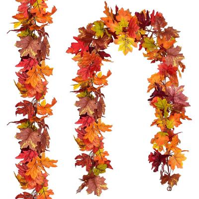 China Deco Autumn Colorful Handmade Artificial Maple Tree Hanging Vine Thanksgiving Christmas Home Decoration Leaves Garland for sale