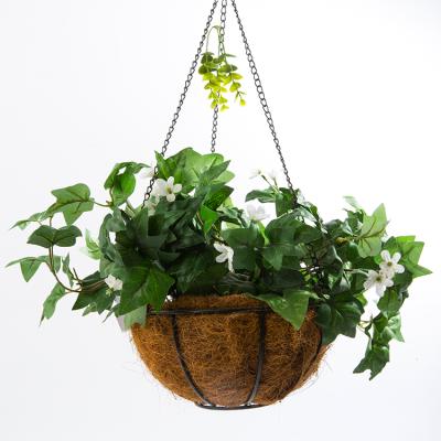 China Handmade Outdoor Decoration Ivy Leaves Hanging Basket Artificial Front Door Wall Home Indoor Rattan Woven Plant Wholesale Handmade Nature for sale