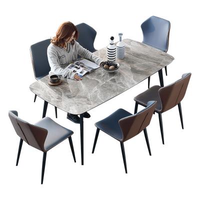 China Modern Design Dining Table And Chair Set Luxury Modern Marble Texture Restaurant Home Furniture Dining Room Dining Table Set Kids Gym Seat for sale