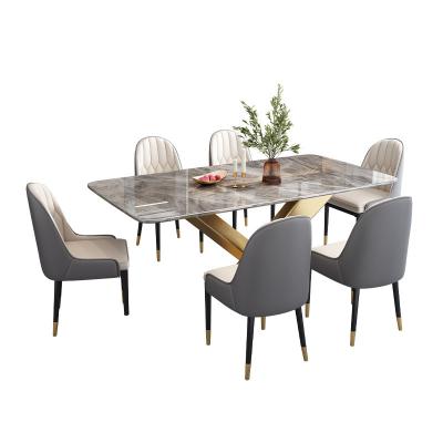 China Cheap Modern Design Dining Table 6 Seats Dining Room Table 6 Seats Modern Design Furniture Cheap Black Dining Table Set Table Metal Legs Glass Style Type for sale