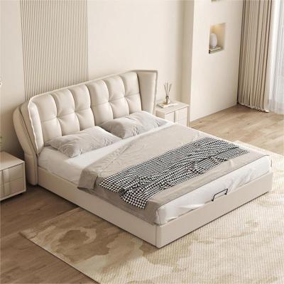 China Factory Direct Wholesale Modern European Californian Platform Tufted Fabric Bedroom Furniture Wooden Soft Upholstered Double Bed for sale