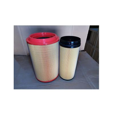 China Paper+iron Durable Using Paper+iron Black And White Cylindrical OEM Dump Truck Air Filter Accessories for sale