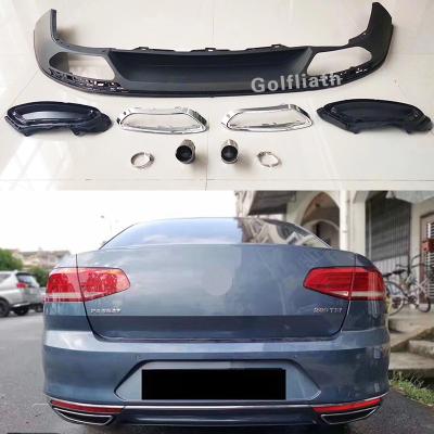 China Steel PP Rear Bumper Diffuser 4 Exhaust End Pipe For 2016 2017 2018 Volkswagen Passat B8 for sale