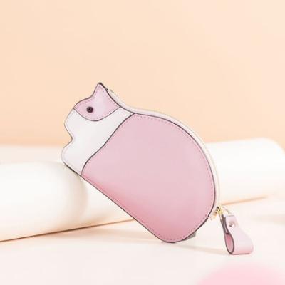 China Lovely Cartoon Girls Cat Wallet Pink Leather Small Child Animal Printing Purses Custom Ladies Waterproof Lucky Cat Coin Purse Women Closures for sale