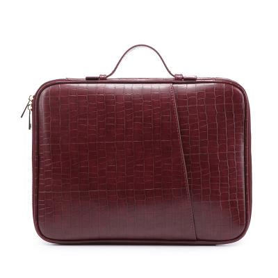 China Fashinable Zipper Crocodile Laptop Bag 13in Family Document Pocket Travel Document Organizer Laptop Briefcase for sale