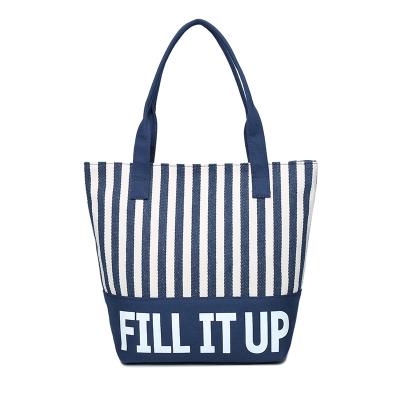 China Fashion ali baba china shopping online 2020 new fashion stripe canvas bags for women trendy tote bags wholesale for sale