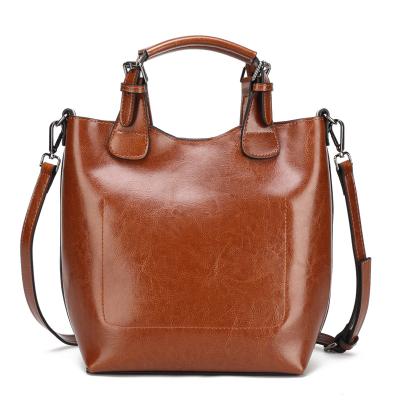 China 1 Piece 2020 New Express Wholesale Trending Ladies Fashion Cowhide Leather Hand Bucket Bags Women Handbags for sale