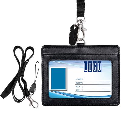 China Cheap Normcore/Minimalist ID Card Holder PU Leather Wallet Lanyard Card Holder ID Badge Holder for sale