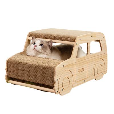 China New Design Solid Wood Viable No Fleas Cat Organ Scratching Toy Cat Scratching Bed Board Board for sale