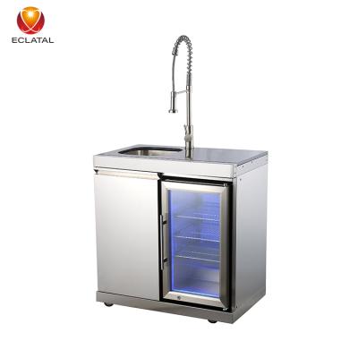 China Outdoor Storage Refrigerator Heat Resistance Stainless Steel BBQ Buffet BBQ Sink for sale