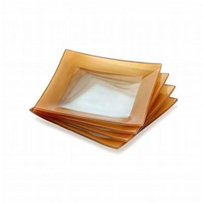 China Sustainable Heat Resistant Square Microvaveable Glass Dinner Pie Fruit Cake Dessert Plates Tempered Glass Dish Plates for sale