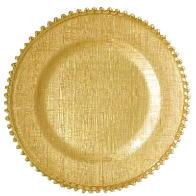 China Sustainable Round Glass Tableware Wedding Decoration Dinner Plate Gold Glass Charger Plates for sale