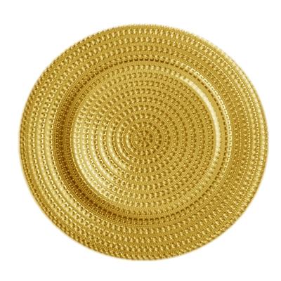 China Sustainable Glass Wedding Decoration Dinner Plate Gold Glass Charger Plates for sale