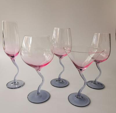 China Curved stem crystal glass Curved Stem Crystal Wine Glasses Martini Cocktail Champagne Glasses Curved Stem Glass Goblets for sale