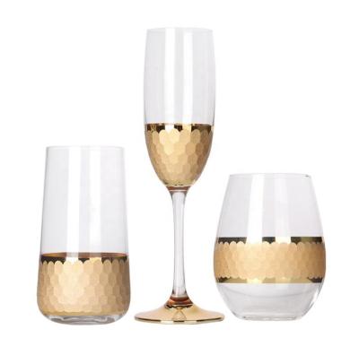 China Lead free Gold Copper champagne Cocktail Glasses Drinking Glasses Copper Crystal Wine Glasses for sale